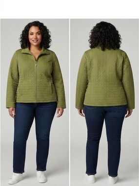 Gallery New York Quilted Lightweight Jacket - Olive Green - Size Medium